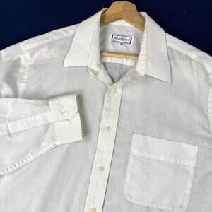Vintage Yves Saint Laurent White Dress Shirt Men 16.5 32 33 Classic Button-Down